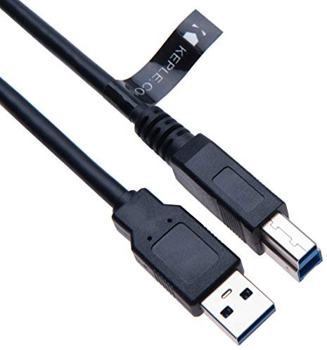 Keple USB 3.0 SuperSpeed Cable A Male to Type B Plug/Adapter Cord for Printer Scanner Hard Drive Server Digital-Photography Devices Docking Station Camera USB HUB 3.5 SATA enclosures/Lead– 5 m Black