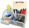 New Office Storage Einfache Haushaltswaren Mesh Desk Organizer mit Schiebeschublade, Fünf Fächern und Aufrechten Abschnitten, Platzsparende Funktionalität (grau)