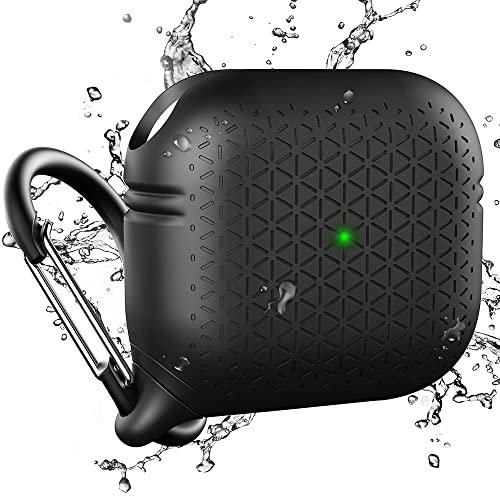 Catalyst Vibe Serie wasserdichtes und sturzsicheres Gehäuse, kompatibel mit AirPods 3, mit Premium-Karabiner, kompatibel mit kabellosem Laden (Tarnkappenschwarz)