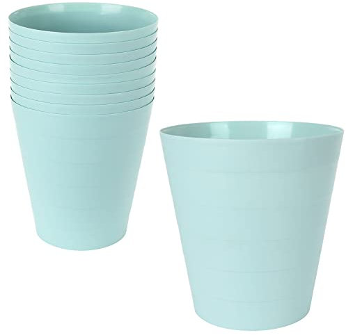 ShanQian 10pcs Waste Paper Bin, 6L Plastic Waste Paper Bin for Bedrooms, Round Waste Paper Basket for Lounge, Home Office Small Rubbish Bin, Trash Can for Bathroom Dormitory Rooms - Green