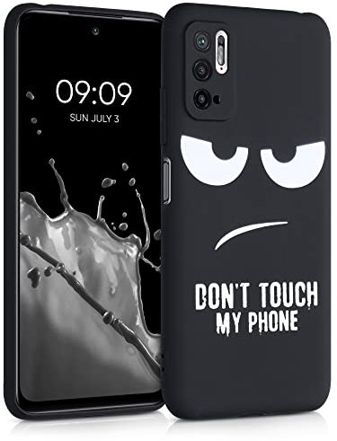 kwmobile Hülle kompatibel mit Xiaomi Redmi Note 10 5G - Handyhülle Silikon Case - Don't Touch My Phone Weiß Schwarz