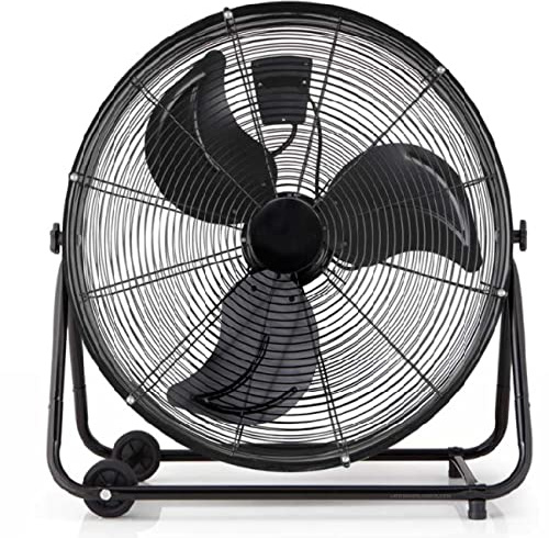 Suinga Industrial Power Fan Ventilator, neigbarer Kopf, Metallflügel, 75 cm, 3 Belüftungsgeschwindigkeiten, Transportrollen, 200 W, Metall