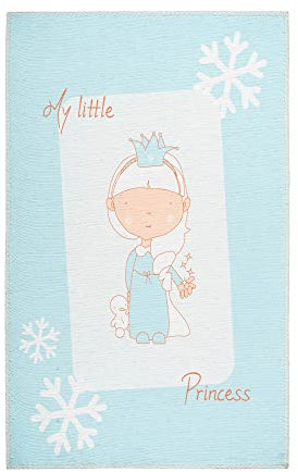 Qiyano Kinderteppich dünne Spielmatte für Kinder Teppich mit kleine Prinzessin Spielteppich in rechteckig und auch rund erhältlich, Farbe: Blau, Größe: 120 x 180 cm