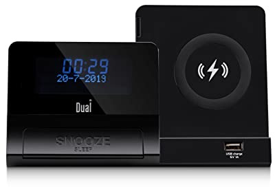 DUAL Radio-Weckerstation DAB+/Bluetooth mit Induktionsladung und Bluetooth 5.0-Konnektivität, Schwarz, kompatibel mit Smartphone