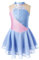 iEFiEL Mädchen Eiskunstlauf Kleid Glitzer Ballettkleid Ärmellos Ballettanzug Ballett Trikot Body mit Strass Wettbewerb Kostüm Gymnastikanzug Yb Grau Blau 134-140