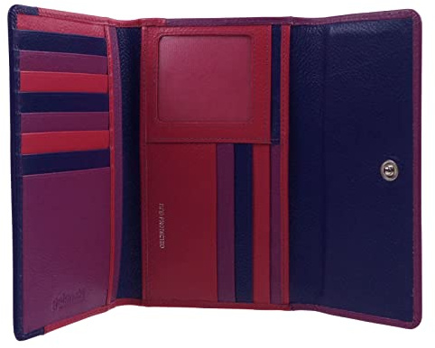 Golunski Leather Ladies Tri-Fold Purse/Wallet, Purple Multi
