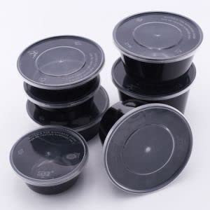 HOT BARGAINS 50 x 4oz/ 100ml Reusable Sauce Pots with Lids Small Size and Black Colour Round containers with lids for food storage (PACK OF 50)