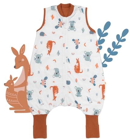 schlummersack Schlafsack mit Füßen Sommer 1 Tog 120 cm dünn Känguru | Kinder Schlafsack mit Beinen und verlängerten Bündchen für eine Körpergröße 120-130cm Füßen 1 Tog