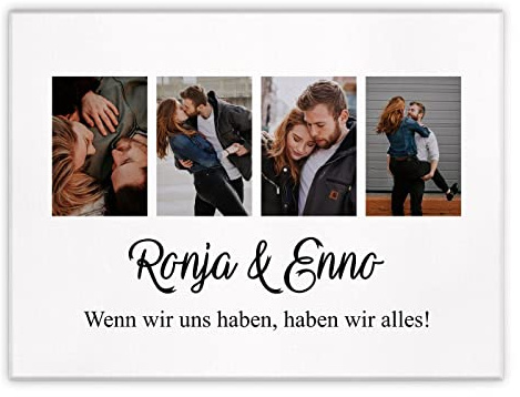 Maverton Leinwandbild mit eigenem Foto, personalisiertes Foto Leinwand | Mit Holzrahmen, Größe 30x40 oder 50x70, Fotoleinwand Collage, Fotobild auf Leinwand für Paar, alles, 30 x 40 cm