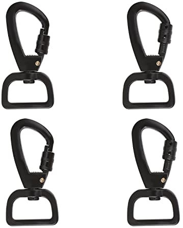 UFURMATE Swivel Clip, 4Pcs Zinc Alloy Leash Swivel Snap Hooks Locking Dog Leash Buckle Quick Release Buckles Anti-Rust Carabiner Clips for Dog Walking Camping Backpack (Black)