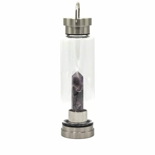 Ancient Wisdom Crystal Infused Glass Water Bottle - Relaxing Amethyst - Obelisk
