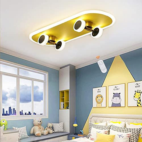 LED Kinder Deckenlampe Skateboard Deckenleuchte Kreative Schlafzimmer Lampe Dimmbar Mit Fernbedienung Acryl Junge Mädchen Baby Kinderzimmer Lampen Decke Wohnzimmer Esszimmer Kronleuchter 60cm