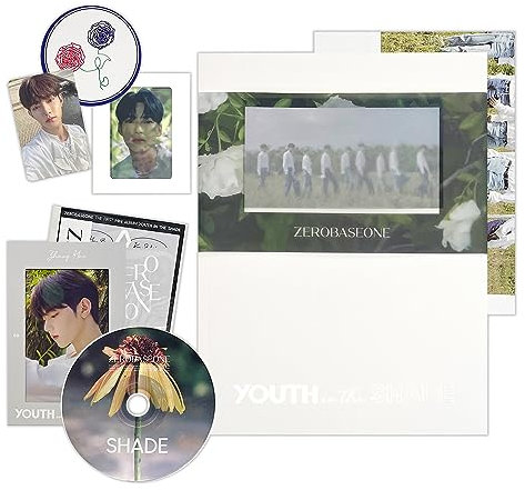 Zerobaseone - 1st Mini ALBUM [YOUTH IN THE SHADE] (SHADE Ver.)Artbook +CD-R & Envelope +Selfie Photocard +Photo Frame Set +Layer Card +Sticker Pack +Zerose Coaster +Folded Poster +9 Extra Photocards
