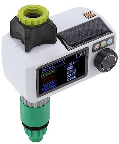 Egujiwa Temporizador solar de aspersión automático, IP68, impermeable, autoinspección en tiempo real, temporizador de riego de jardín