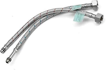Xcel Home Raccords de robinet flexibles M10 (10 mm) x 1/2 BSP 300 mm – Acier inoxydable tressé | Raccord de tuyau flexible pour lavabo et robinet mitigeur | Solutions de plomberie | Paire (2 tuyaux)
