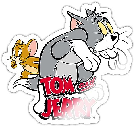Spreadshirt Tom Und Jerry Auf Samtpfoten Sticker, max. 10x10 cm, 10 x 10 cm, Weiß glänzend