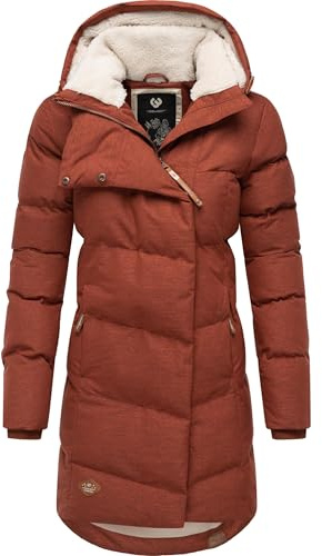 Ragwear Damen Wintermantel Pavla, wasserdichter Steppmantel, vegan | Länge: oberschenkellang | Wärmegrad 3 von 3 – wärmende Wattierung | wasserdicht & atmungsaktiv | Kapuze mit Fleecefutter