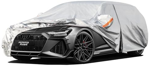 Kayme Kombi Autoplane Wasserdicht Atmungsaktiv für Audi A6 Avant Allroad (2004-2025), 6 Schichten Vollgarage Autoabdeckung für Sonne Staub Schutz Verkratzt, Autoabdeckung mit Reflektierenden Streifen.