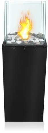 UISEBRT Bioethanol Kamin Ethanol Standkamin Freistehend für Indoor & Outdoor Feuerstelle Feuersäule Bio Ethanol Kaminofen mit Verstellbarer Flamme, Quadratisch