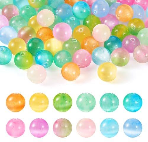 PandaHall - 60 perline di selenite naturale, 12 colori, rotonde, 8 mm, perline artigianali