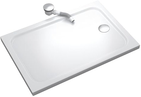 MOG Duschwanne SHIMMER 70x170 cm - Flache rechteckige Duschtasse aus langlebigem Sanitäracryl in Weiß, inkl. Ablaufgarnitur (Siphon) mit Geruchsverschluss