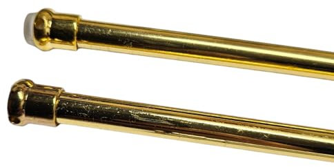 Verstellbare Gardinenstangen für Balkone und Fenster, Größen 27 – 36 oder 36 – 60 Farben Gold Argeno und Weiß, inklusive Holzhaken (27 – 36 cm, Gold)