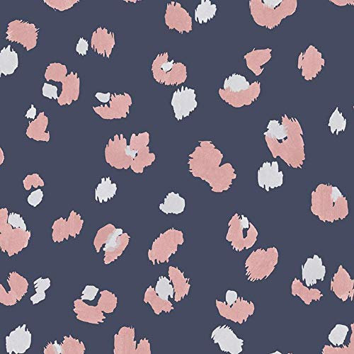 Amur Navy Wallpaper - Leopard Print Pink Metallic Effect Modern Contemporary - Stylish Trendy Paste The Wall