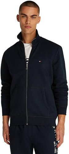 Tommy Hilfiger Herren Sweatshirt mit Reißverschluss Essential Fleece Stehkragen, Blau (Desert Sky), XL