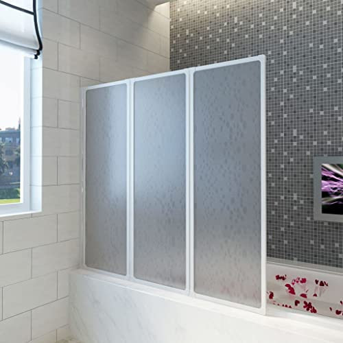 Generico Parete Doccia Vasca 117x120cm 3 Pannelli Pieghevoli Articoli di Ferramenta, Prodotti Idraulici (4,55KG) - Colore: Bianco - Materiale: Alluminio