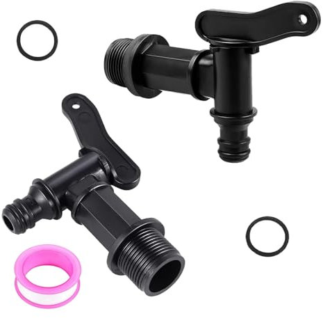 2 Pièces Robinet Cuve Plastique, Robinet Recuperateur Eau de Pluie 3/4, Robinets de Citerne D'eau pour le Jardin, l'Industrie, Recuperateur Eau de Pluie
