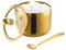 IBWell 10oz Sugar Bowl with Lid and Spoon Gold Sugar Container with Spoon for Coffee Bar Kitchen Accessories for Seasoning Sugar Salt Coffee Bean