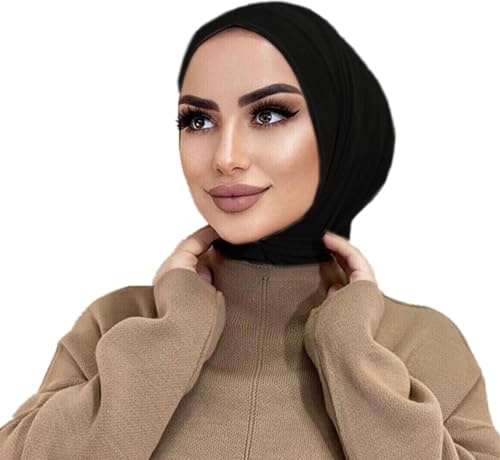 MOWEN Praktischer Hijab-Hut mit Knöpfen, Modal-Baumwolle, Einfarbig, Islamische Muslimische Unterwäsche, Hut, Stretch-Hijab-Hut