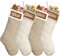 Dremisland Lot de 4 Chaussette de Noël personnalisée 46 cm Tricotés de Bas de Noël Classiques à Carreaux Grand Decorative Chaussettes Noel de Cheminée à Suspendre Xmas Sac Cadeau Sac de Bonbons