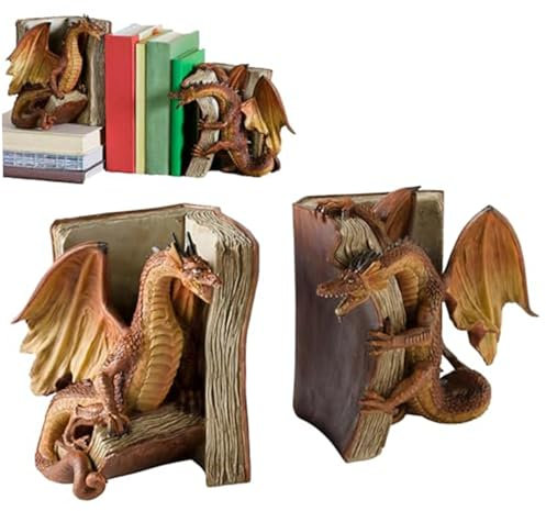 1 Paire Dragon Serre-Billes Vintage Gothique Dragon-on-Books Book se termine Halloween résine médiéval maléfique Dragon Livre se termine pour Les étagères de Bureau à Domicile, Serre-Serre