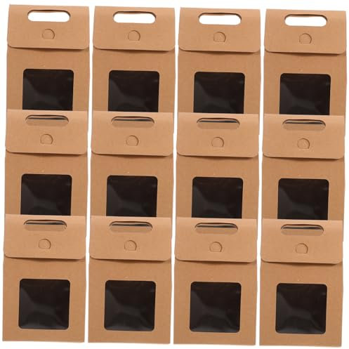 SEWACC Window Kraft Bags Kraft Paper Candy Boxes for Christmas Bakery Bag Viewing Window Small Business Packaging