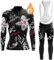 Completo Ciclismo Donna Abbigliamento Bici MTB Invernale Tuta Ciclista Termico Vello,Maglietta Bicicletta Giacca Manica Lunga e Salopette Pantaloni con 19D Gel Imbottiti,Maglia da Ciclo Strada|B3,S