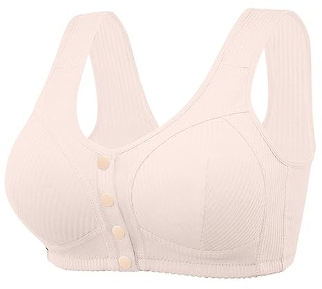 Women's Non-Wired Cotton Bra with Front Closure Large Breasts Bralette Classic Comfort Full Cup Bra Soft Breathable T-Shirt Seamless Bra Underwear