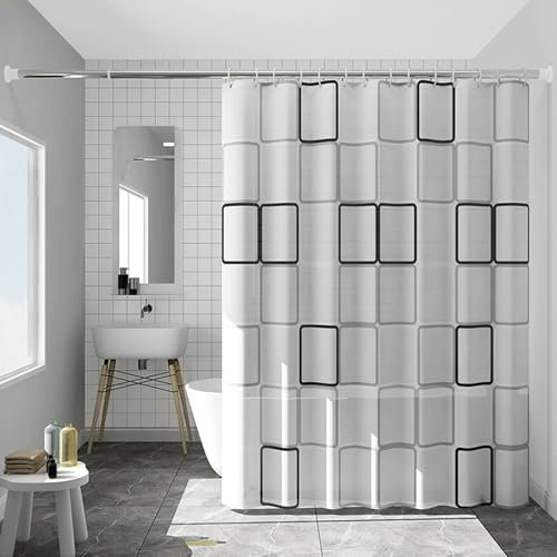 CHENKEE Rideau de Douche, Anti-Moisissure Rideau de Douche étanche Anti-Bactérien de Baignoire avec 12 Crochets (200 * 220cm, Grand Carré)