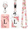 2 pièces Porte Badge avec Lettres A-Z, Lanière Détachable et Clip Rétractable, Porte Cartes Personnalisé avec Enrouleurs de Badge pour Femmes Infirmières Enseignants Étudiants Bureau (L)