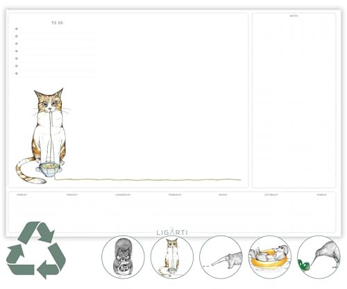 Ligarti Schreibtischunterlage Papier (100% nachhaltig) A3+ Wochenplaner Block mit To Do Liste und wechselnden Motiven - Weekly Planner undatiert, Schreibtisch Unterlage (Schmackofatz)