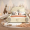 Shye Cartoon Bett, Kinderbett, Bärenbett, ausgestattet mit Rutsche und Leiter, PU Material, leicht zu reinigen, niedliche Form, Beige,140x200cm