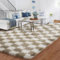 BYBSRLL Kariert Teppiche, 180x270cm Beige und Weiß Flauschig Wohnzimmer Teppich, Hochflor Groß Waschbar Schlafzimmer Deko Mädchen Jungen Jugendzimmer Kinderteppich Bettvorleger