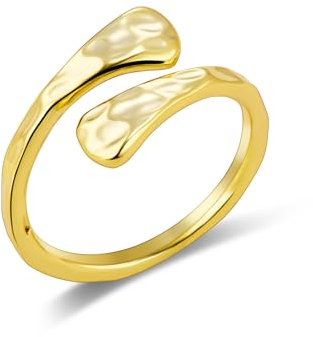 ALEXCRAFT Gold Ringe für Damen, 14K Vergoldet Ringe Einfacher Offen Verstellbare RingeGolden Glatter Kleine Ring Verlobungsring Eheringe Daumen Finger Gold Unisex Damen Herren Schmuck