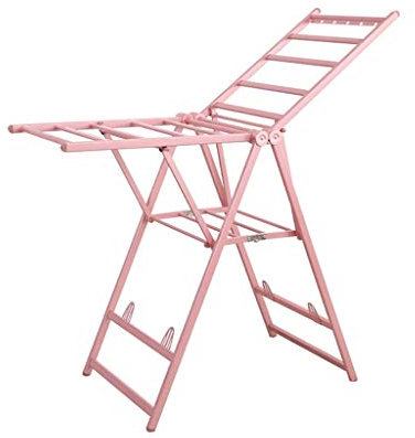 FCVCSZDAS Clothes Drying Racks Small Hangers, Outdoor Balcony Bedroom Airfoil Drying Rack No Installation Required Folding Drying Rack Outdoor Airer,Rose Gold