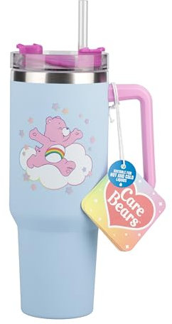 Paladone - Taza térmica azul de 1,2 l y pajita de los Osos Amorosos, botella con licencia oficial para beber agua, té helado y café, adorable artículo coleccionable de cultura pop para fans