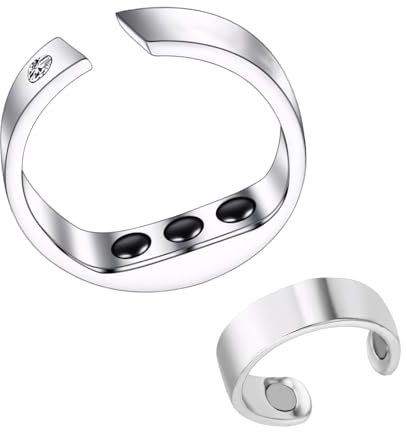 Anti Schnarch Ring,2 Stücke Schnarchring,Einstellbar Schnarchring für Den Finger Herren,Akupressurring für Ruhigen Schlaf mit Akupressur Druckpunkt,Lösung Gegen Schlaflosigkeit und Schnarchen