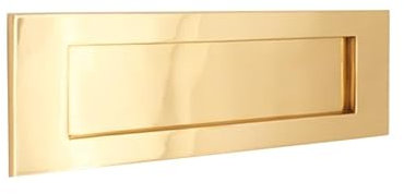 Infinity Decor Victorian Style 12” (300mm) Polished Brass Sprung Letter Plate - Solid Brass Postal Plate for Interior and Exterior Doors