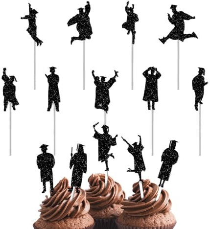 Decorazioni per torte di laurea, bastoncini di carta per antipasti, set di 14 stuzzicadenti per feste, decorazioni per dessert e cupcake