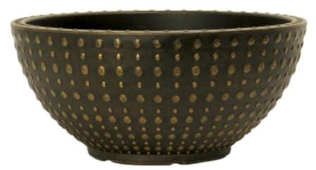 shopior Hobnail Plant Pot Bowl – 7L Large Round Plastic Planter – Weatherproof Decorative Flower Pot for Indoor Outdoor Garden Patio Balcony Herb Plants - 30cm (12 Inch) (Black Bronze-30cm, Pack 1)