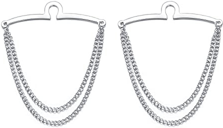 RunootPR 2Pcs Tie Chains Set for Men Classic Cross Gold Silver Tie Clip with Double Chain Necktie Chains Business Wedding Jewelry Gift